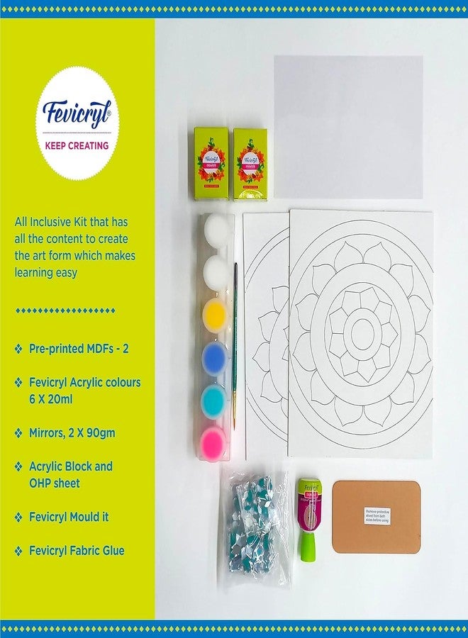 Fevicryl Mandala & Lippan Art of India Kit | Includes Pre-Printed Circular Wooden MDF Board, Acrylic Paints, Brushes | DIY, Art & Craft Kit | Ideal for Artists, Gifting - Image 2